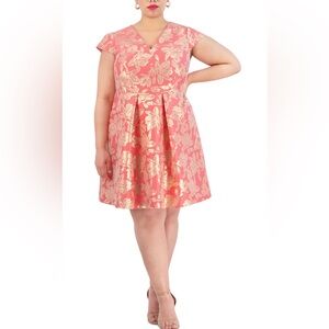 Vince Camuto Pink and Gold Floral Party Dress